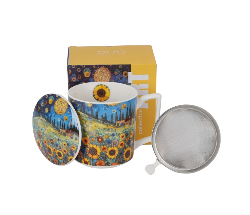 Hrnček + sitko SUNFLOWER FIELD 450ml