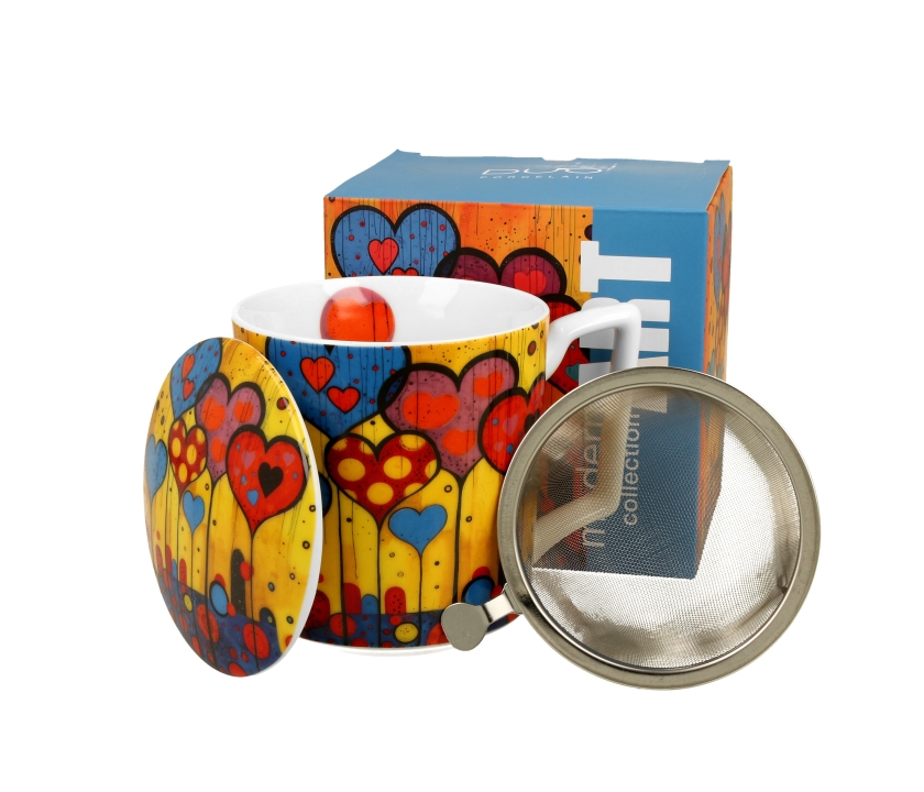 Hrnček + sitko MODERN HEARTS 450ml