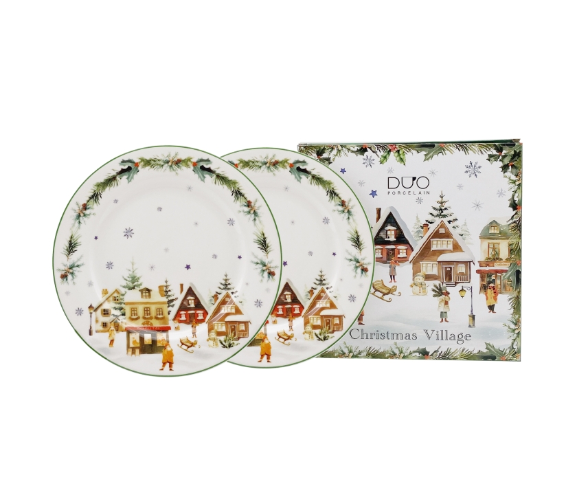 Christmas Vilage Tanier dezertný 2ks